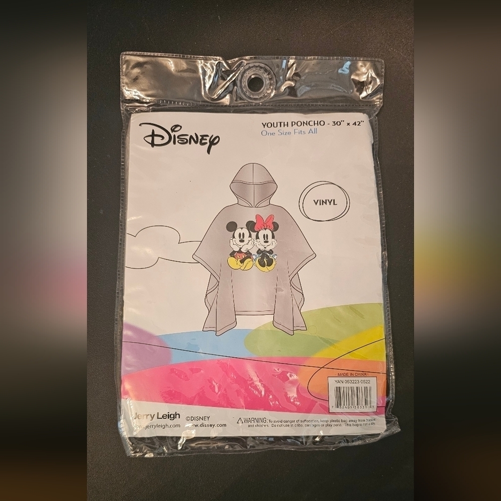 Disney Mickey Mouse Rain Poncho Hooded Water Resistant Pluto Kids Unisex